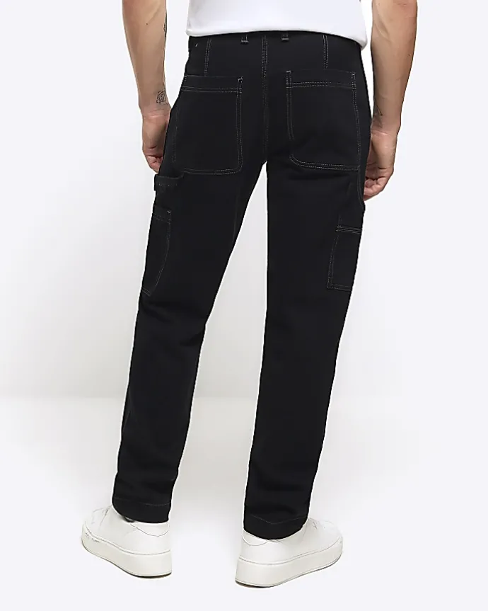 Black loose fit carpenter jeans
