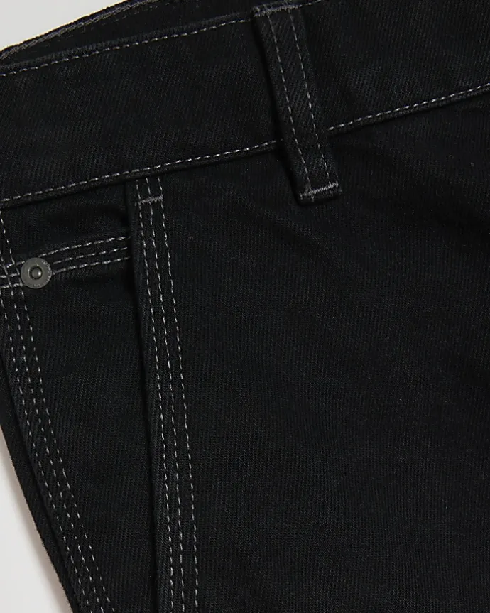 Black loose fit carpenter jeans