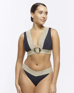 Black low waist bikini bottoms