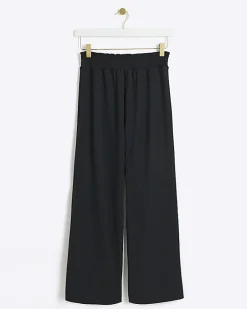 Black maternity crop wide leg trousers