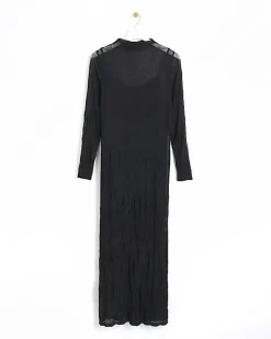 Black mesh bodycon maxi dress