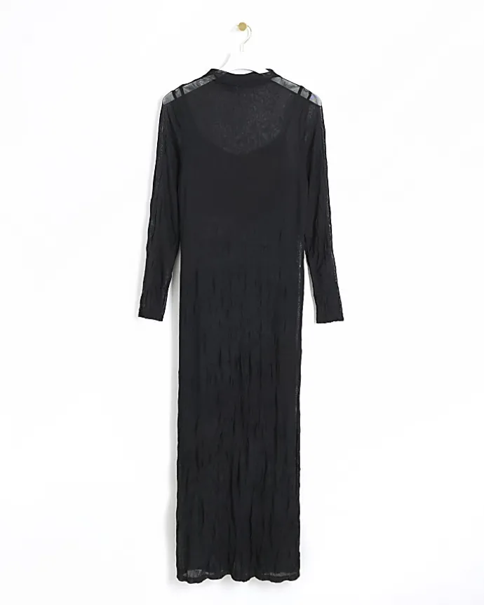 Black mesh bodycon maxi dress