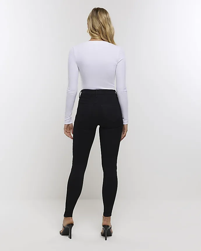 Black mid rise jeggings