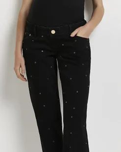 Black mid rise maternity mom jeans