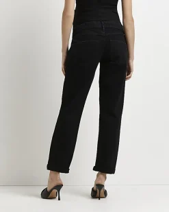 Black mid rise maternity mom jeans