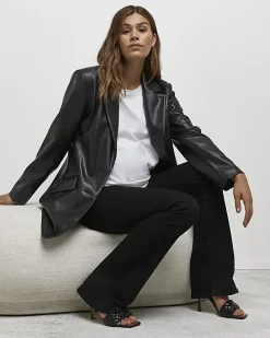 Black mid rise maternity flared jeans