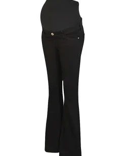 Black mid rise maternity flared jeans