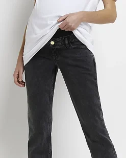 Black mid rise maternity mom jeans