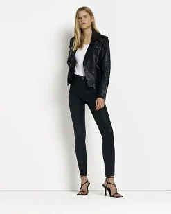Black Molly coated mid rise skinny jeans