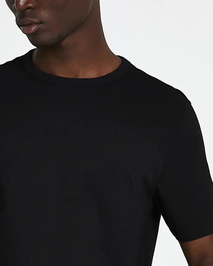 Black multipack of 5 curve hem t-shirts