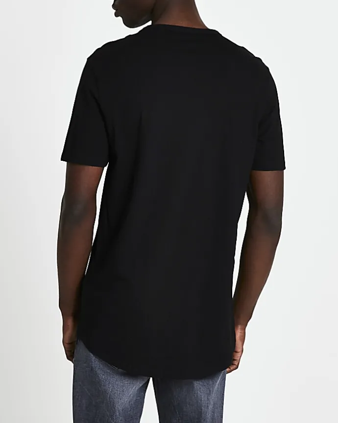 Black multipack of 5 curve hem t-shirts