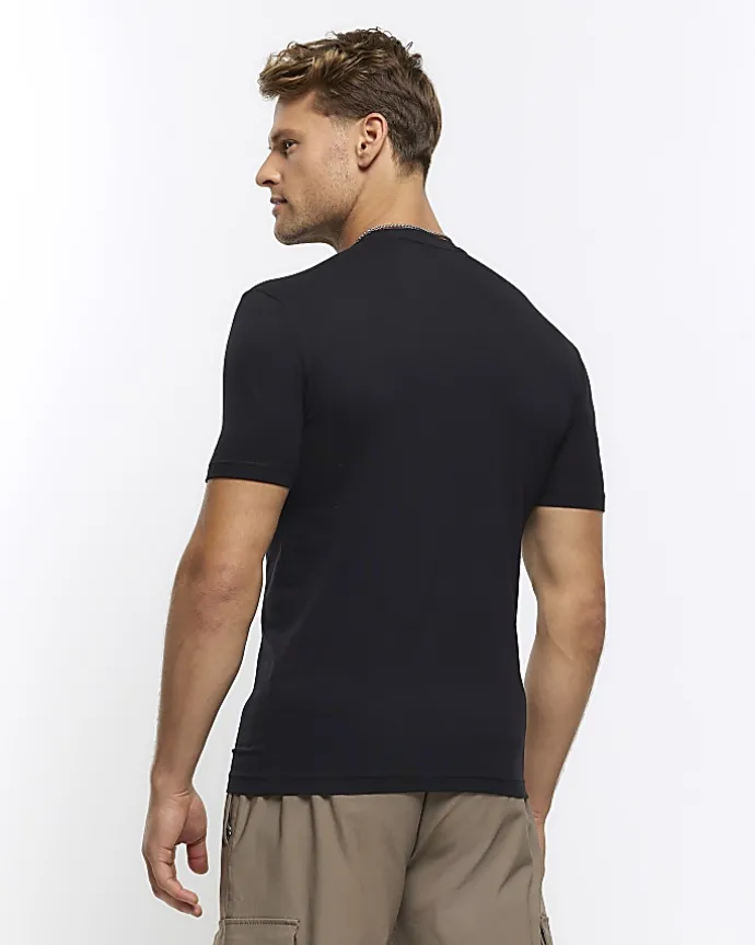 Black multipack of 5 muscle fit t-shirts