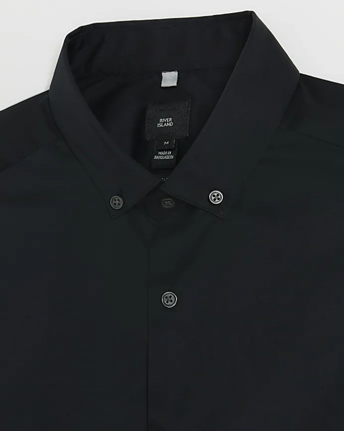 Black muscle fit long sleeve shirt