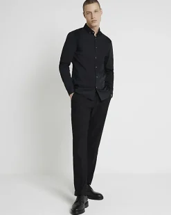 Black muscle fit long sleeve shirt