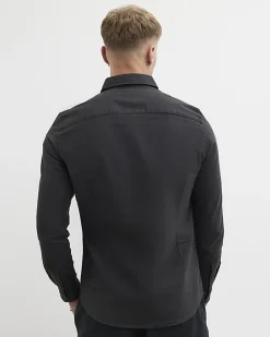 Black Muscle Fit Oxford Smart Shirt