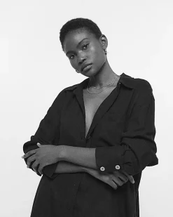 Black oversized shirt with linen