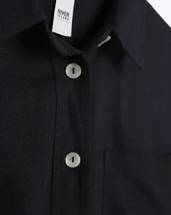 Black oversized shirt with linen