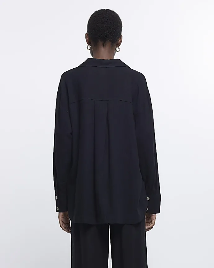 Black oversized shirt with linen