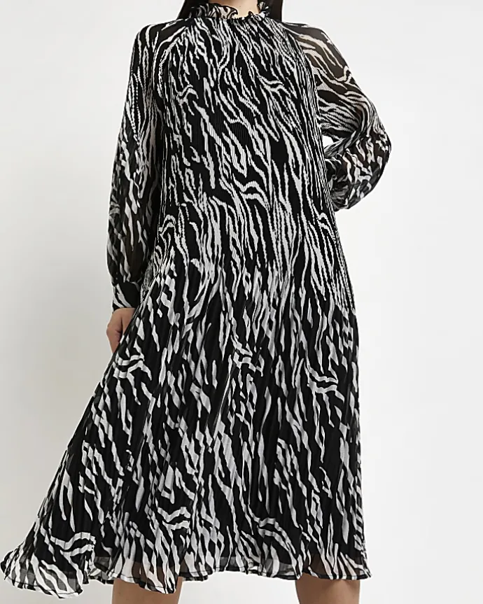Black printed maternity midi dress