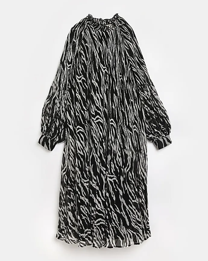 Black printed maternity midi dress