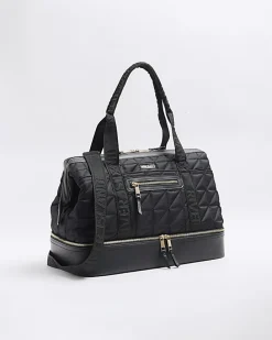 Black quilted travel bag