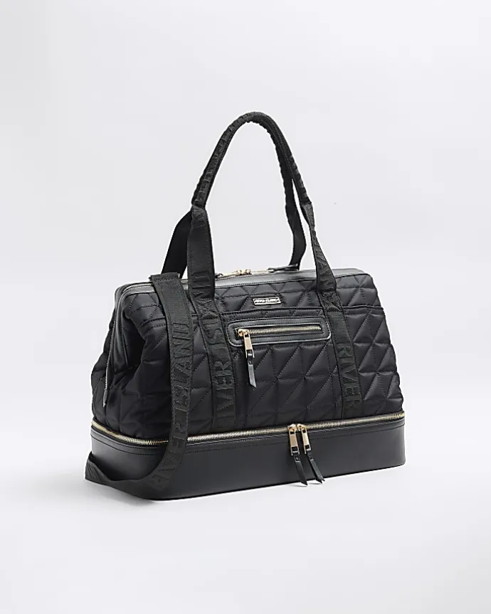 Black quilted travel bag