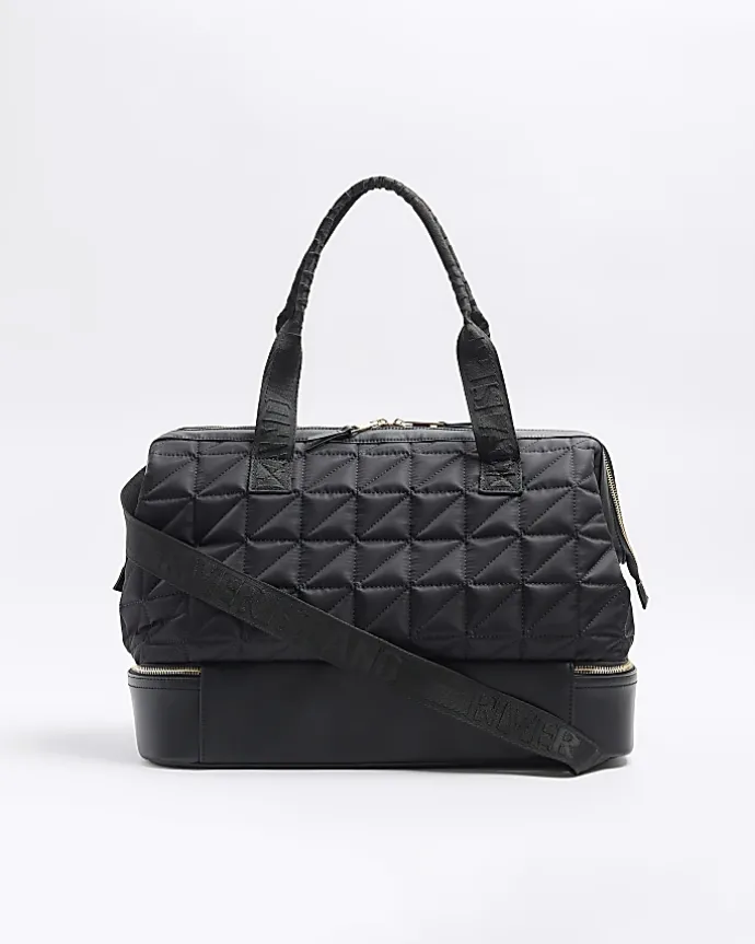 Black quilted travel bag