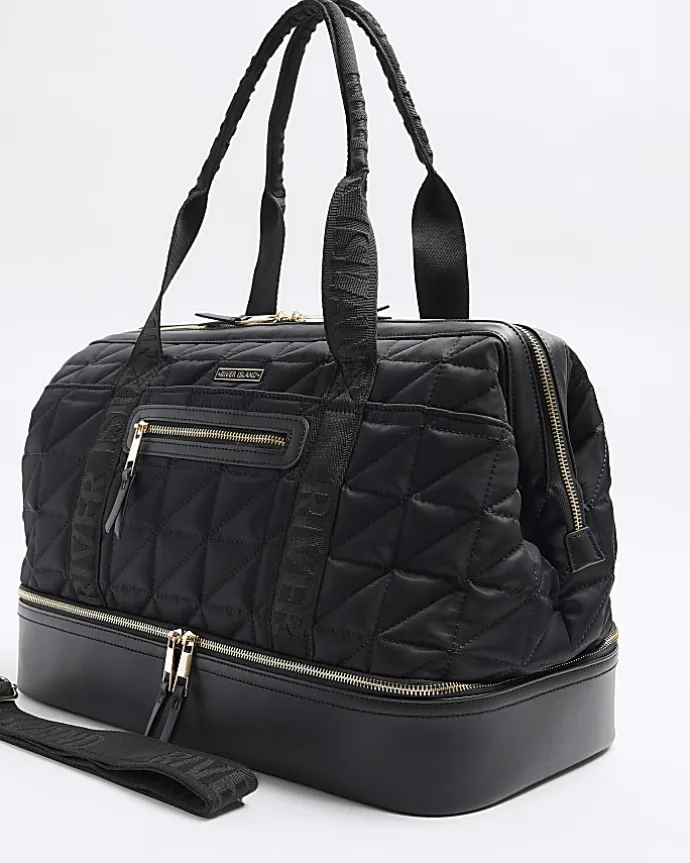 Black quilted travel bag