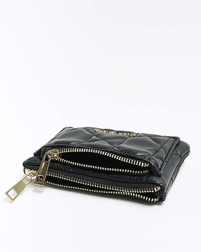 Black quilted zip pouch