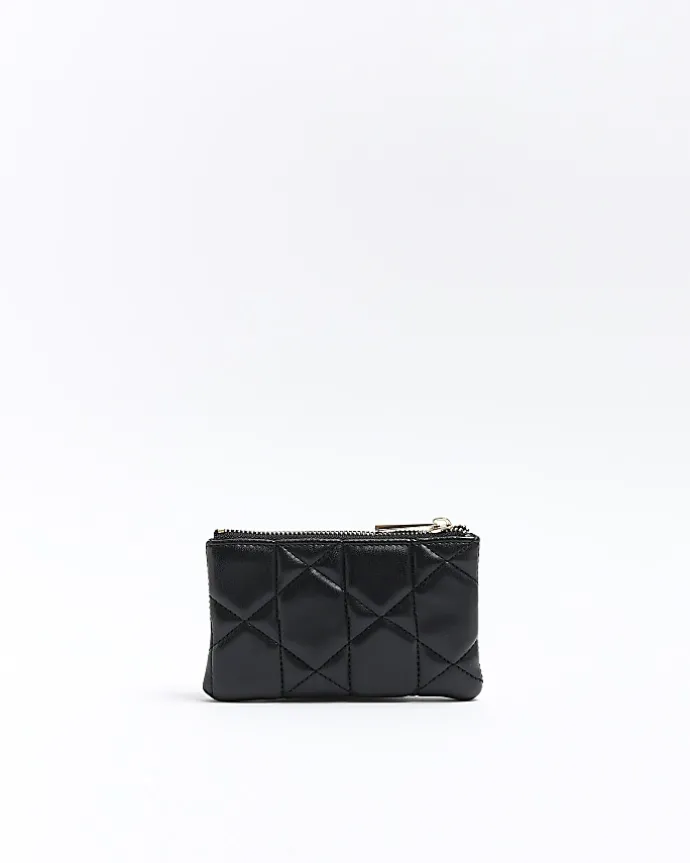 Black quilted zip pouch