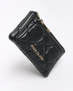 Black quilted zip pouch