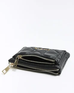 Black quilted zip pouch