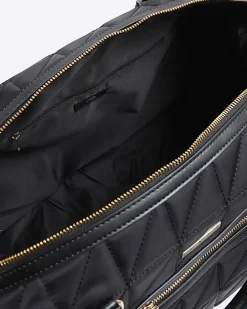 Black quilted zip travel bag