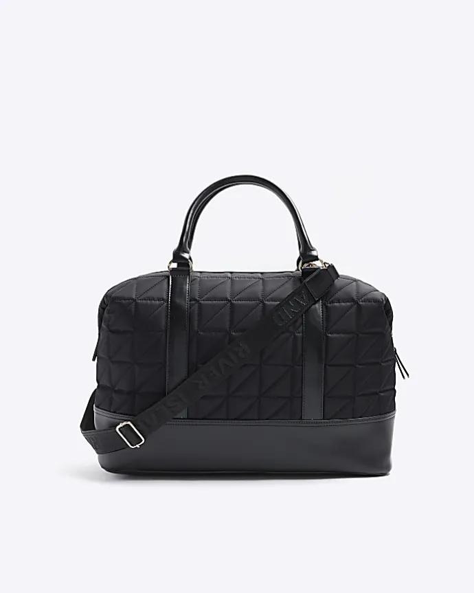 Black quilted zip travel bag