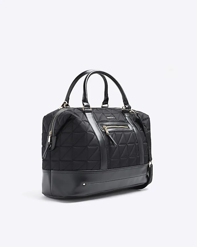 Black quilted zip travel bag