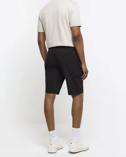 Black regular fit cargo shorts