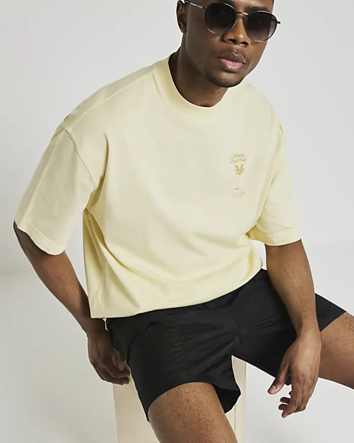 Black regular fit cargo swim shorts