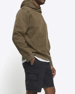 Black regular fit cargo shorts
