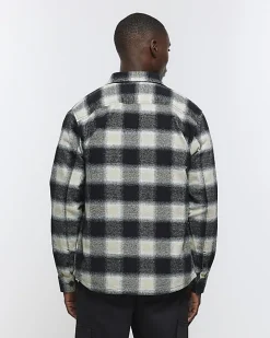 Black regular fit check long sleeve shirt