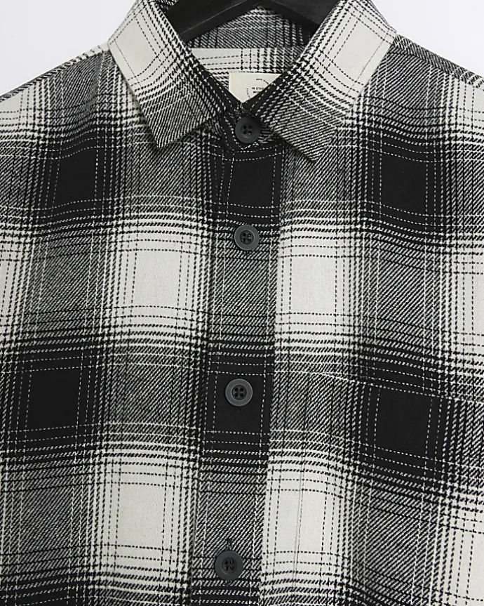 Black regular fit check shirt