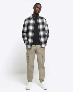 Black regular fit check shirt
