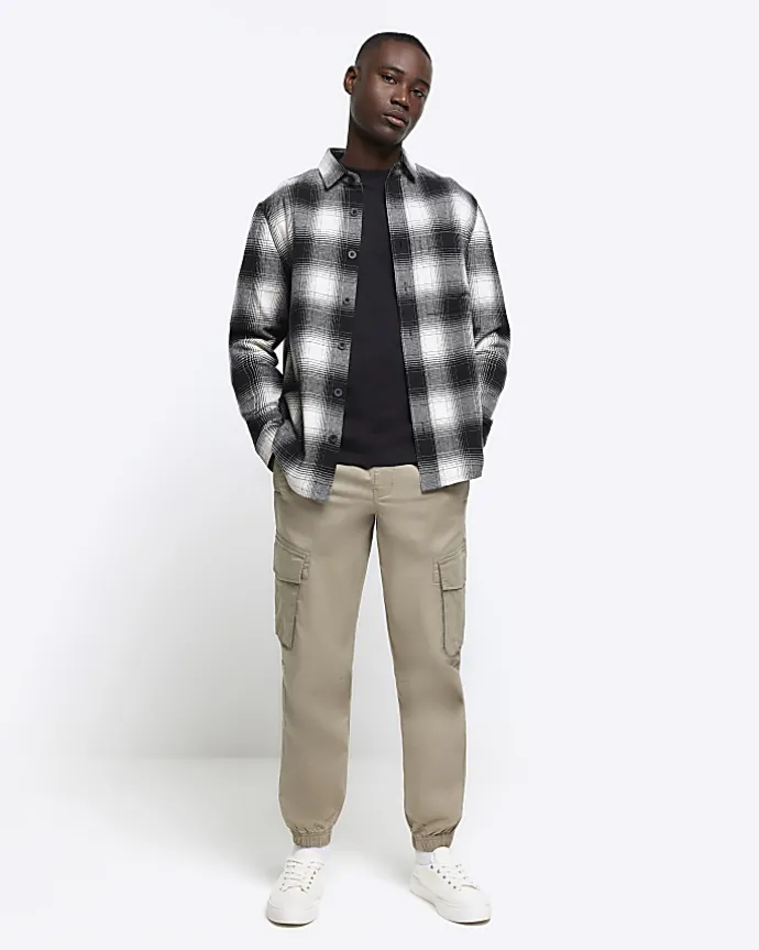 Black regular fit check shirt