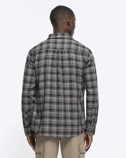 Black regular fit check shirt