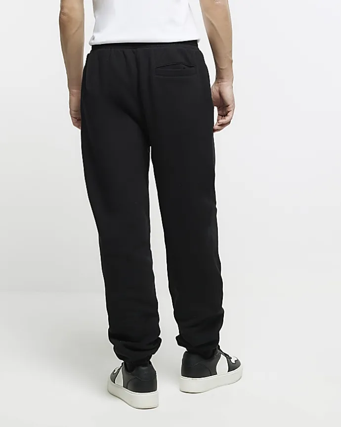 Black regular fit cuffed joggers