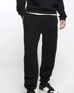 Black regular fit cuffed joggers