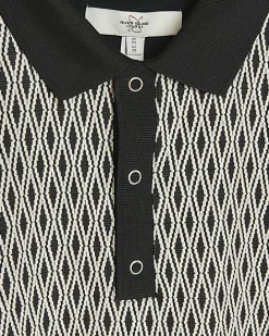 Black Regular Fit Diamond Jacquard Polo