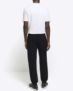 Black regular fit graphic joggers