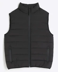 Black regular fit quilted puffer gilet