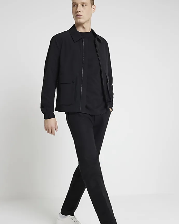 Black regular fit smart chino trousers