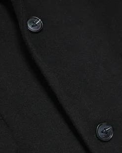 Black regular fit wool blend premium coat